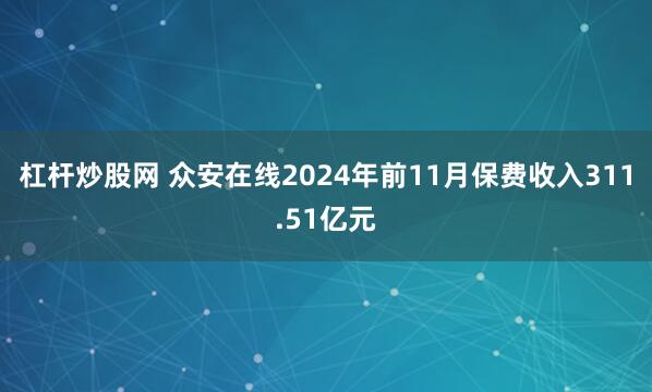 杠杆炒股网 众安在线2024年前11月保费收入311.51亿元