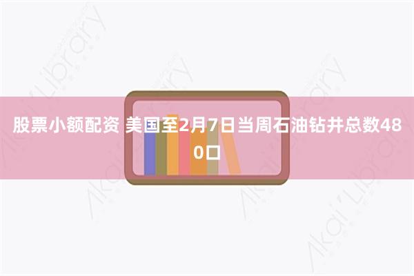 股票小额配资 美国至2月7日当周石油钻井总数480口