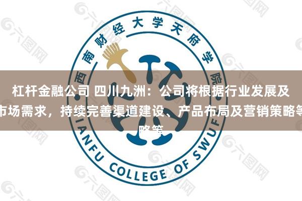 杠杆金融公司 四川九洲：公司将根据行业发展及市场需求，持续完善渠道建设、产品布局及营销策略等