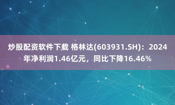 炒股配资软件下载 格林达(603931.SH)：2024年净利润1.46亿元，同比下降16.46%
